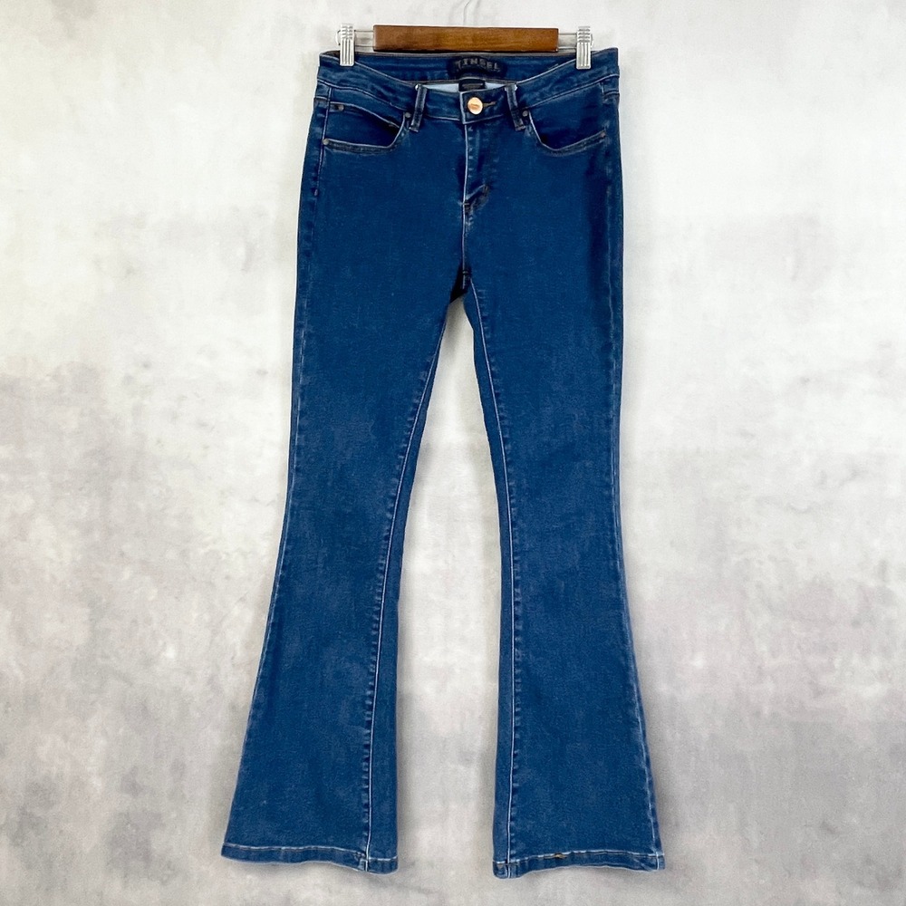 Tinsel Women Jeans 27 Flare Bootcut Stretch Denim Y2K Retro 70s Festival Indie